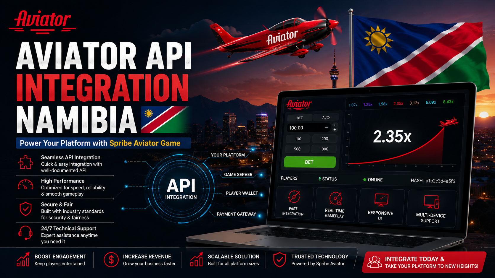 Aviator API integration Namibia